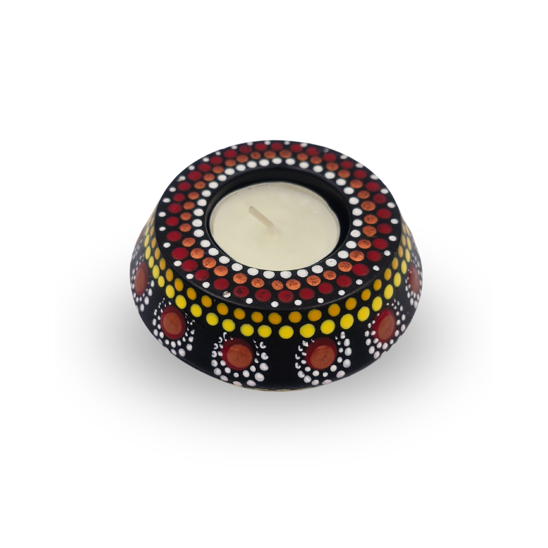 Handcrafted Clay Dot Art Tea Light Candle Holder