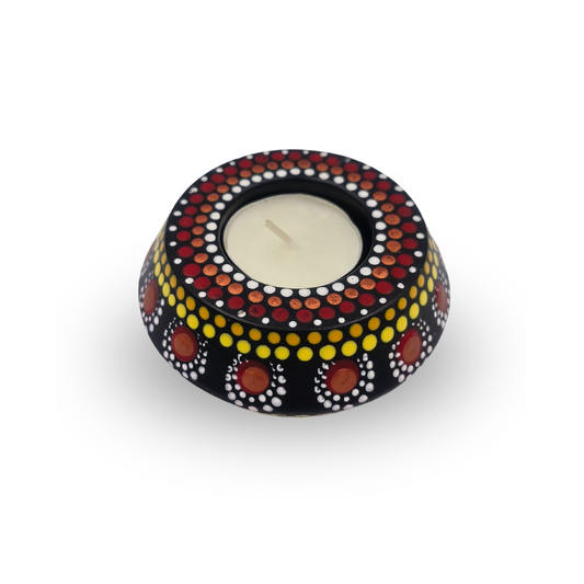 Handcrafted Clay Dot Art Tea Light Candle Holder