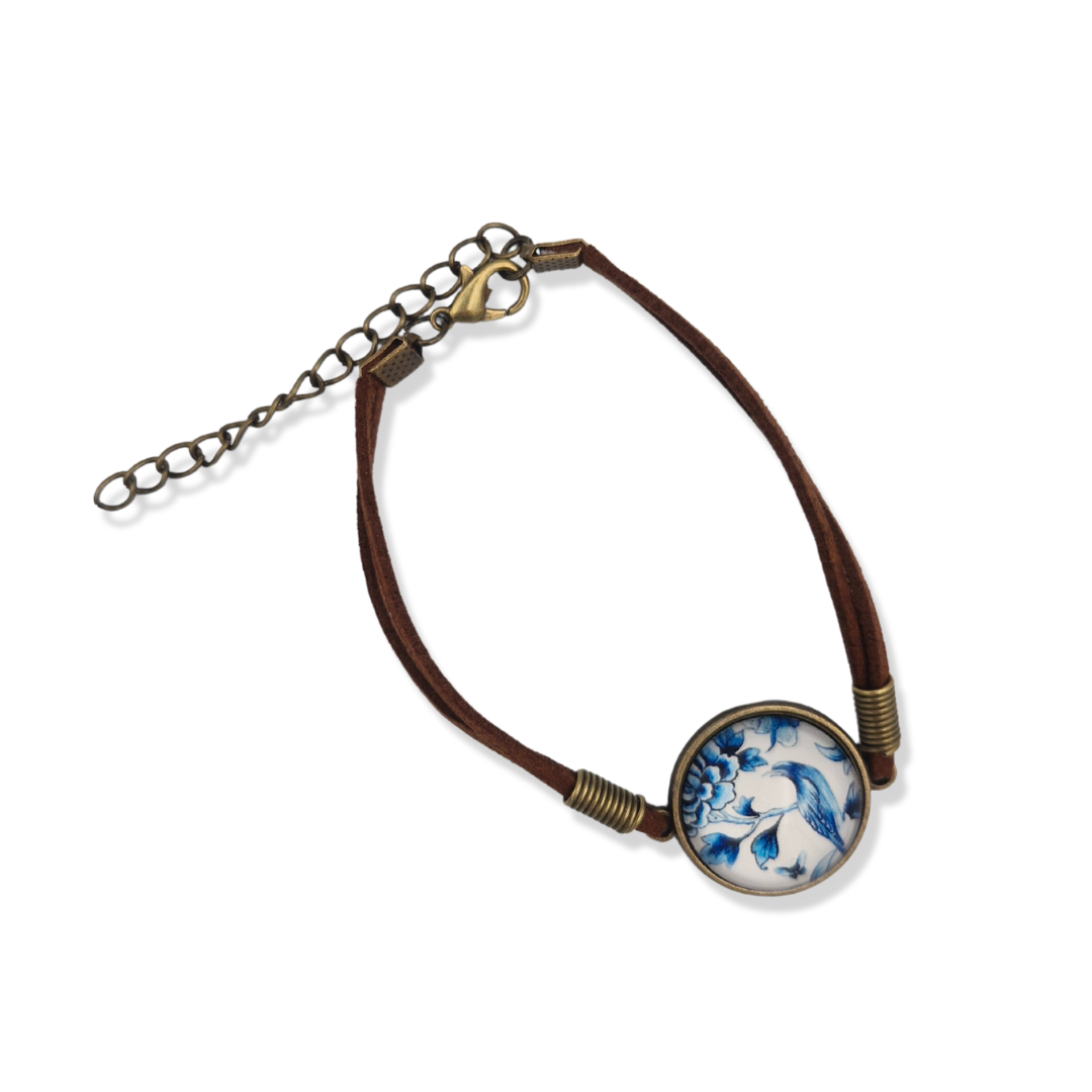 Blue Bird Porcelain Glass Bubble Bracelet