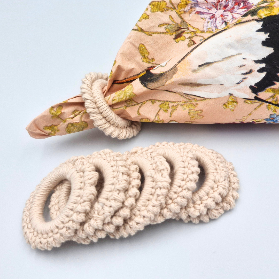 Handcrafted Crochet Round Serviette Rings (Sand)