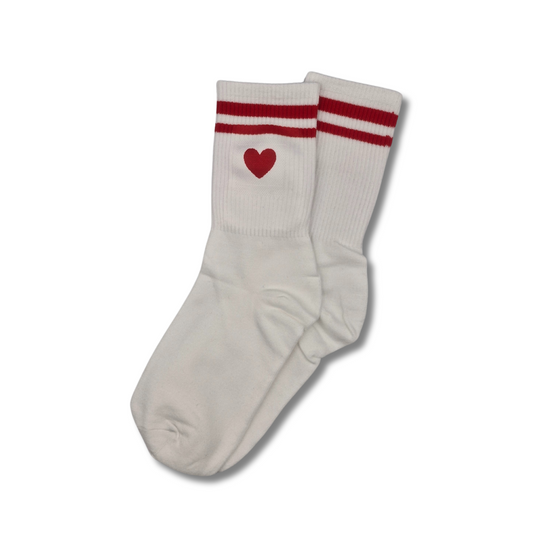 Love Heart Striped Mid-Calf Sports Socks