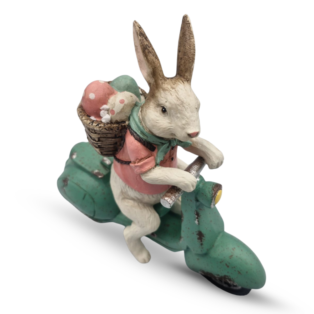 Rustic Bunny Biker Statue