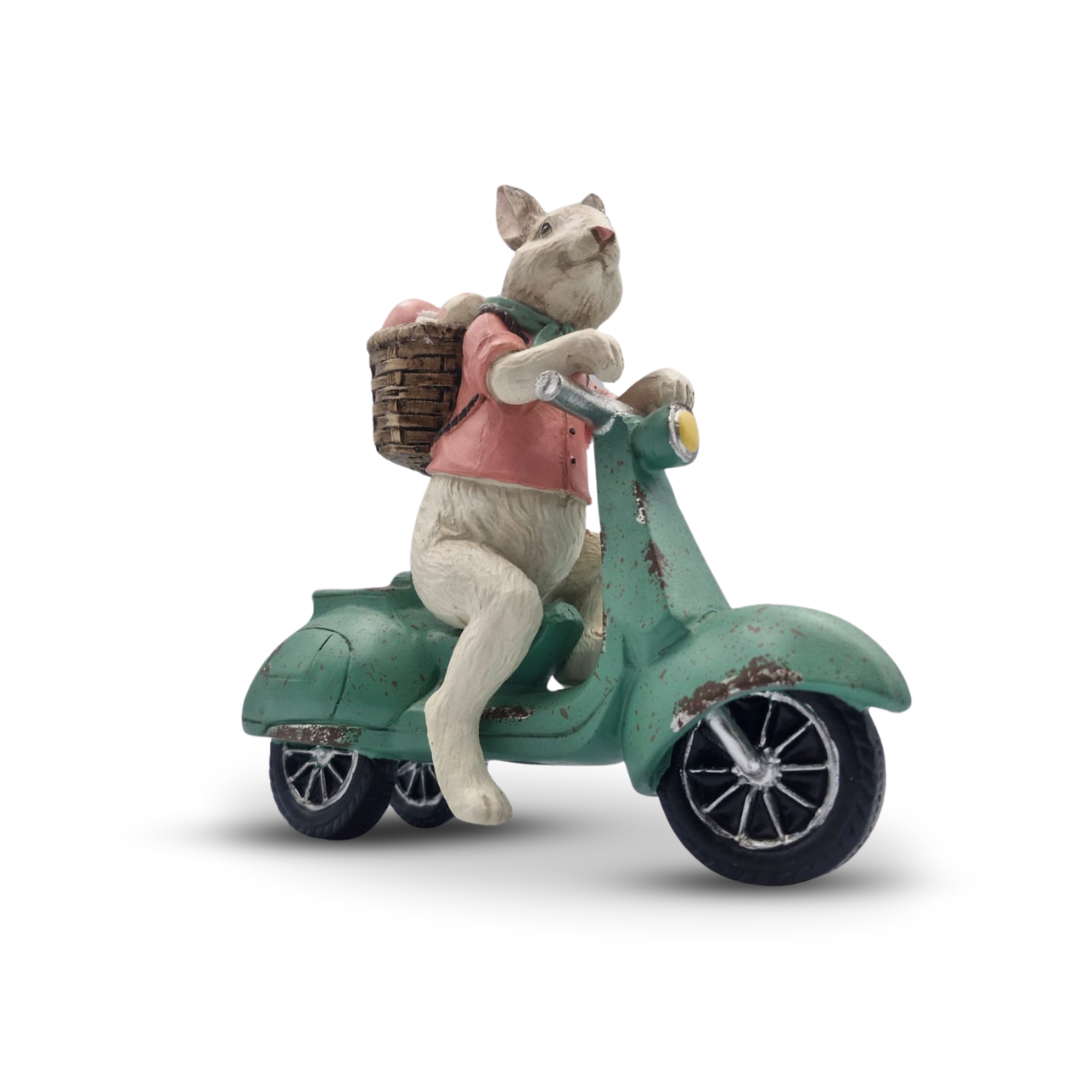 Rustic Bunny Biker Statue