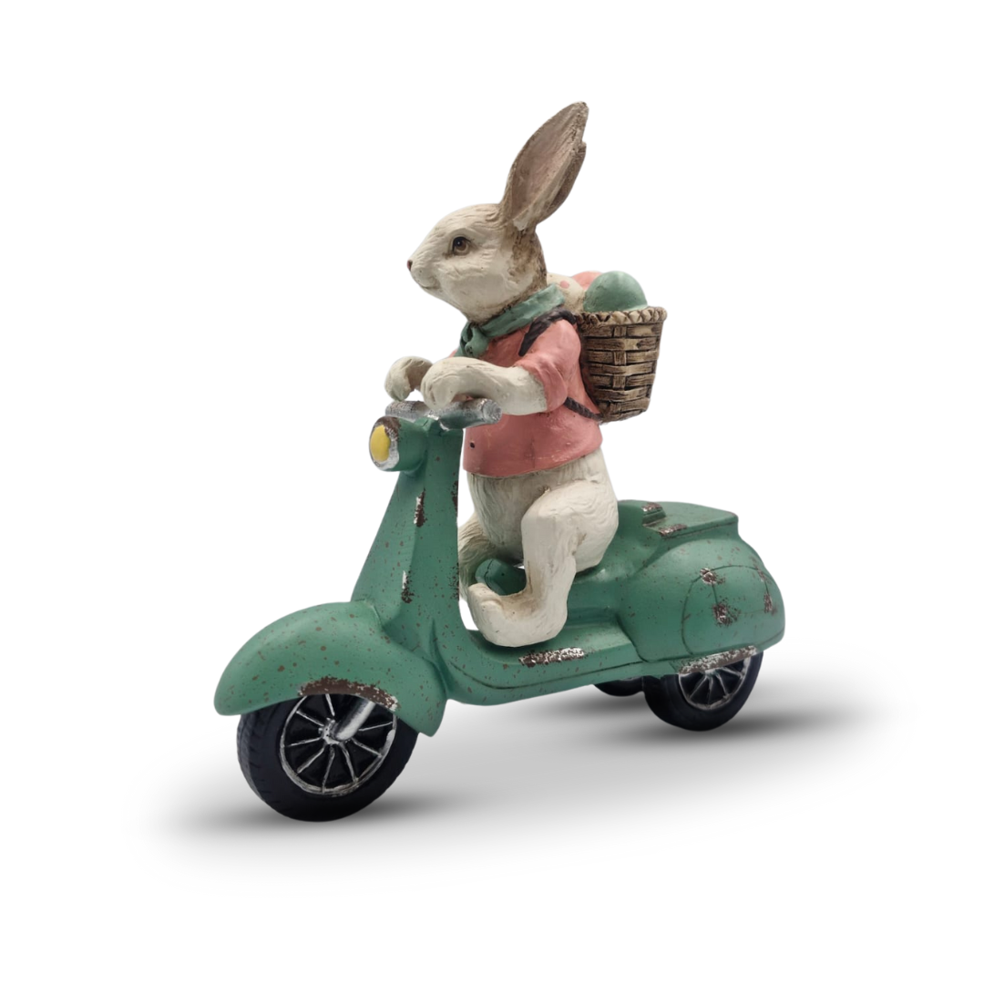 Rustic Bunny Biker Statue