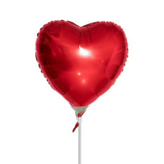 Red Heart Foil Balloon on a Stick