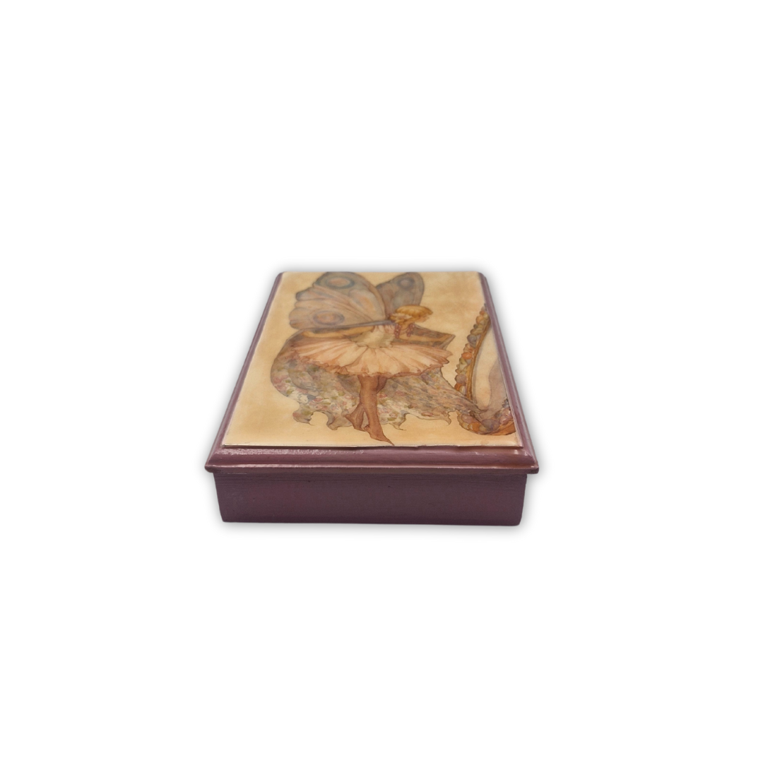 Whimsical Fairy Decoupage Wooden Box (14.5 x 2 x 10 cm)