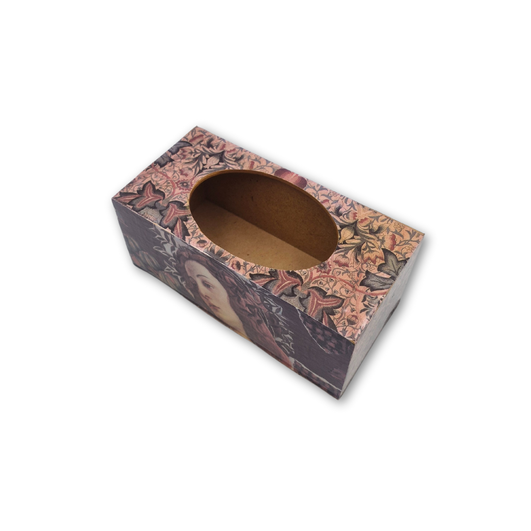 Petite Decoupage Wooden Tissue Box (16.5 x 6.5 x 7.5 cm)