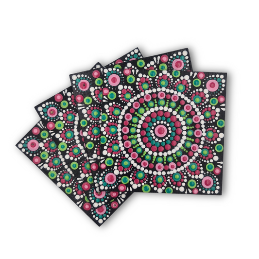 Square Dot Art Coasters (4pcs)