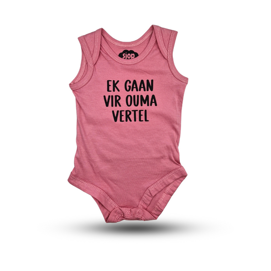 Babygrow in Blush Pink – "Ek gaan vir ouma vertel"