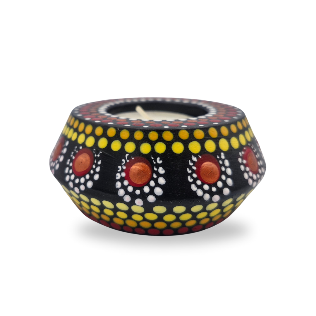 Handcrafted Clay Dot Art Tea Light Candle Holder