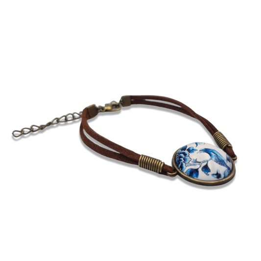 Blue Bird Porcelain Glass Bubble Bracelet