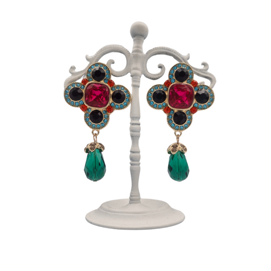 Vintage Style Rhinestone Drop Earrings