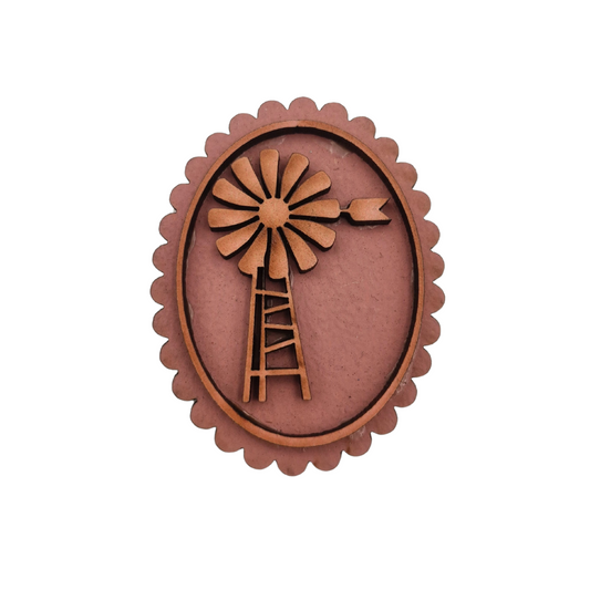 Windpomp Wood Brooch (Duty Pink)