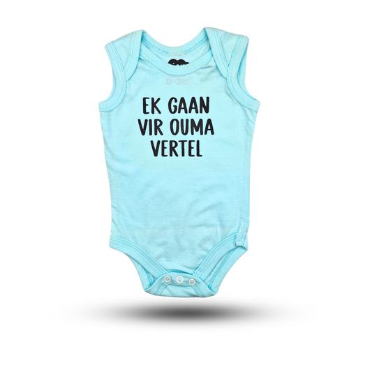 Babygrow in Sky Blue – "Ek gaan vir ouma vertel"