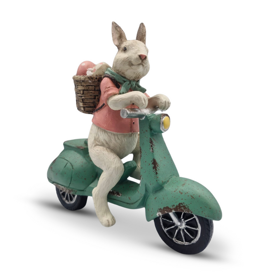 Rustic Bunny Biker Statue