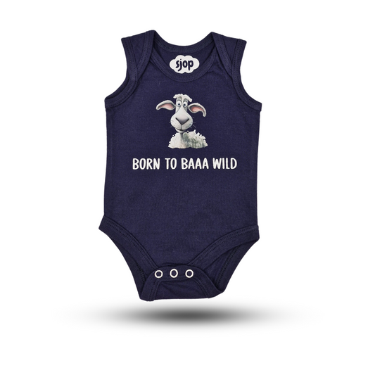 Babygrow in Ink Blue – "Baaaa Wild"