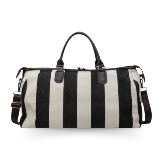 Black & White Broad Stripe Duffel Bag