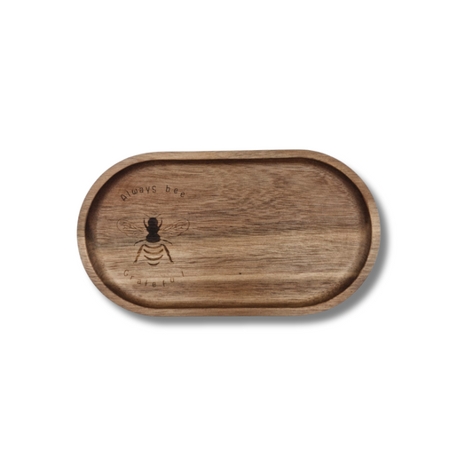 Bee-Inspired Acacia Wooden Mug Tray (10.8 x 19cm)