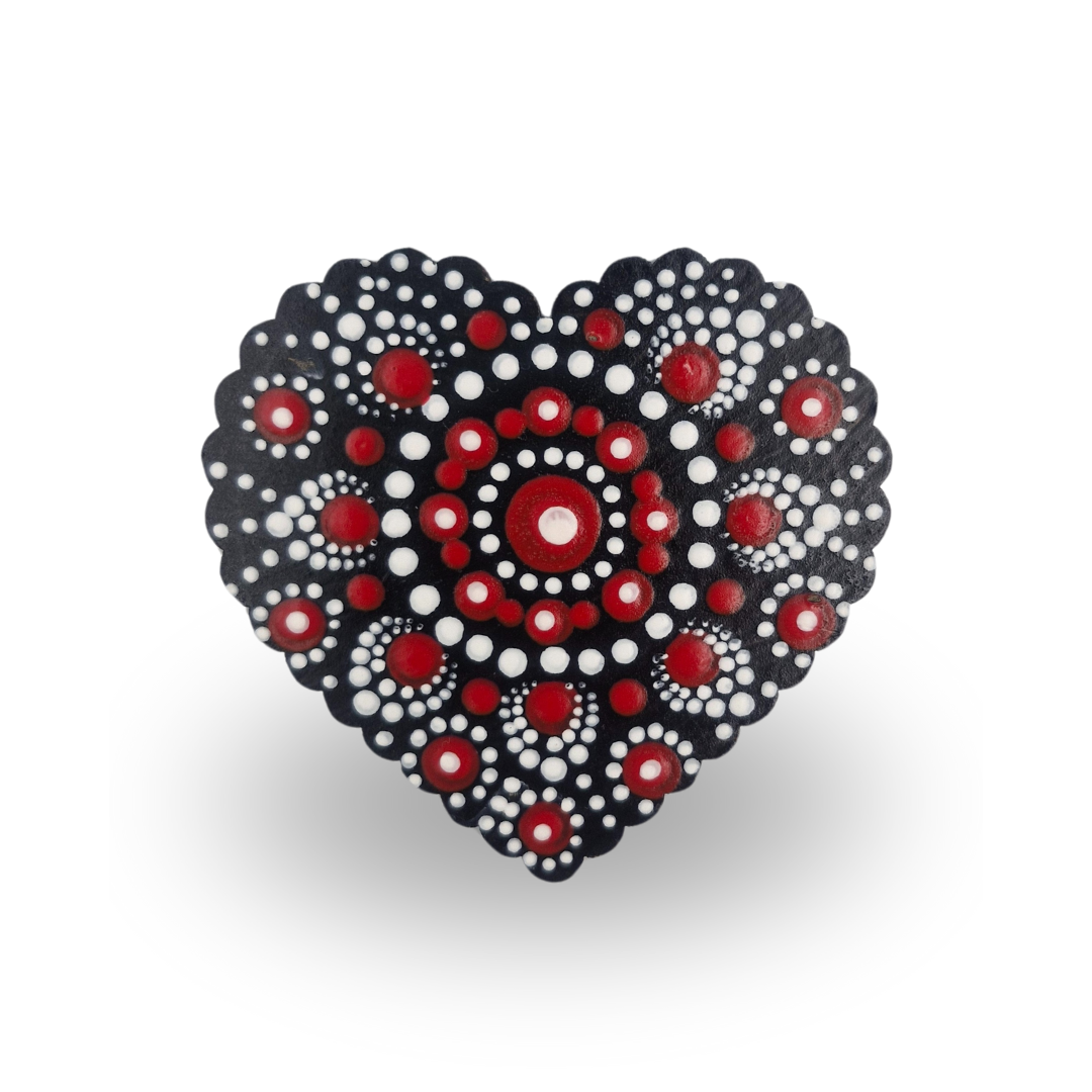 Dot Art Heart Fridge Magnet (Red & White )
