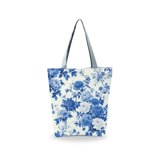 Floral Tote Bag (Blue and White Porcelain)