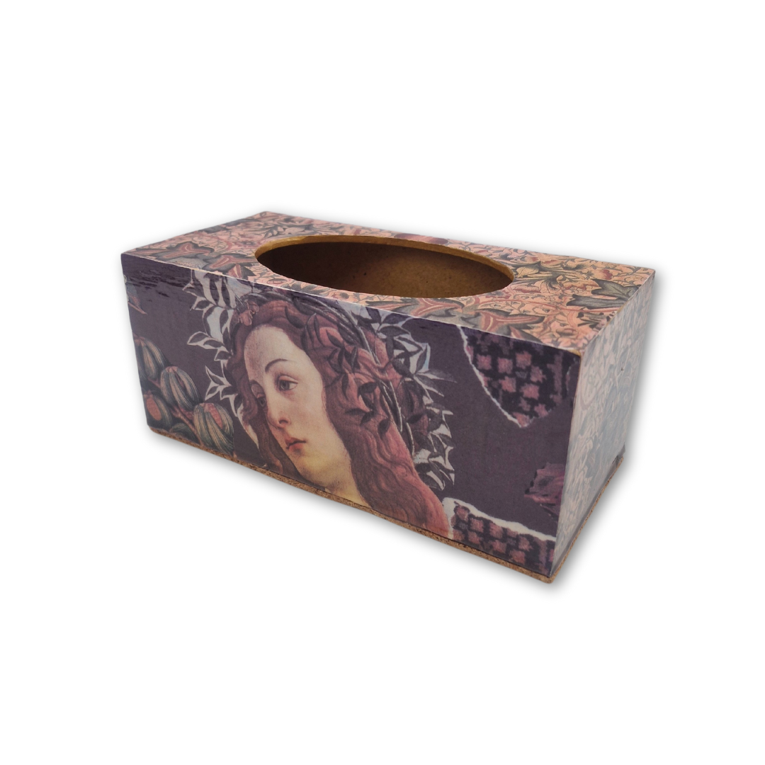 Petite Decoupage Wooden Tissue Box (16.5 x 6.5 x 7.5 cm)