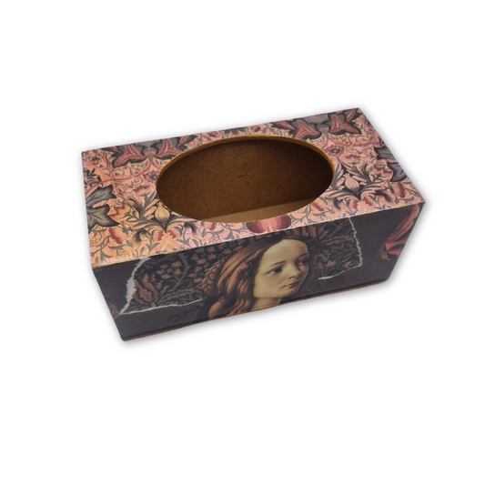 Petite Decoupage Wooden Tissue Box (16.5 x 6.5 x 7.5 cm)