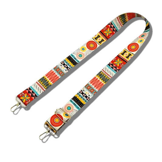 Boho-Chic Nylon Wide Shoulder Strap with Geometric Design